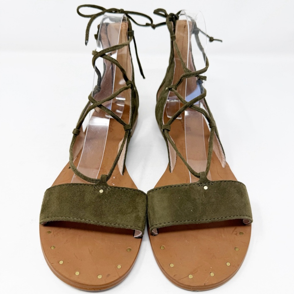 Madewell Bridget Women's Size 8 Lace Up Leather Gladiator Sandals Olive Green
